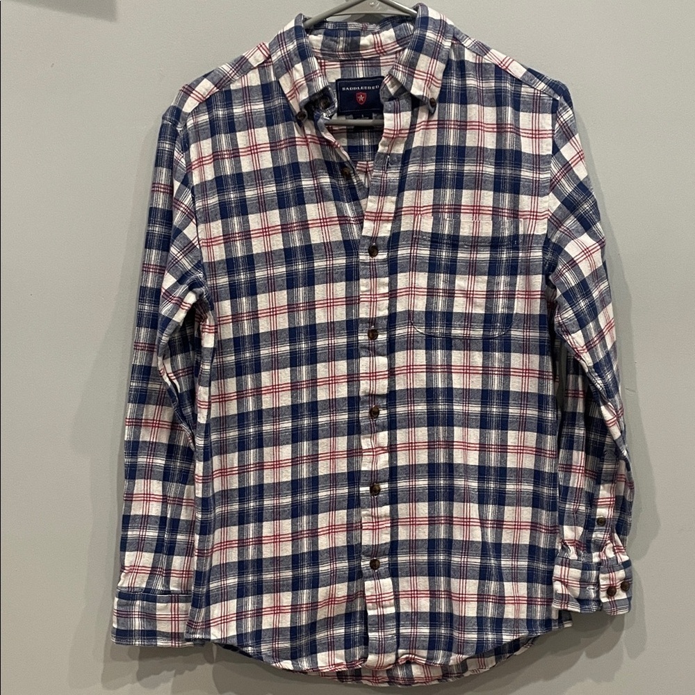 Men's Plaid Button-Down Shirt saddlebred small
